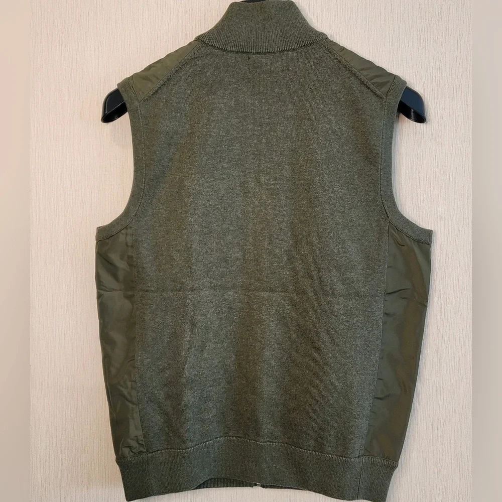 Polo Ralph Lauren Men's Olive Woven Knit Fully Lined Zipper Front Hybrid Vest - Picture 11 of 13